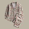 Printed Double Gauze GOUPIX Ecru / Red